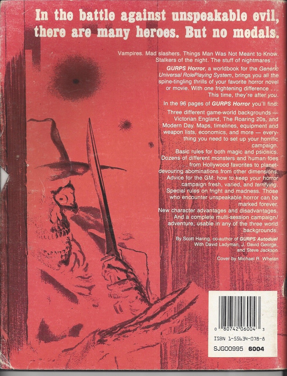 GURPS Horror by Steve Jackson Role Playing Games 1987 - First Ed.