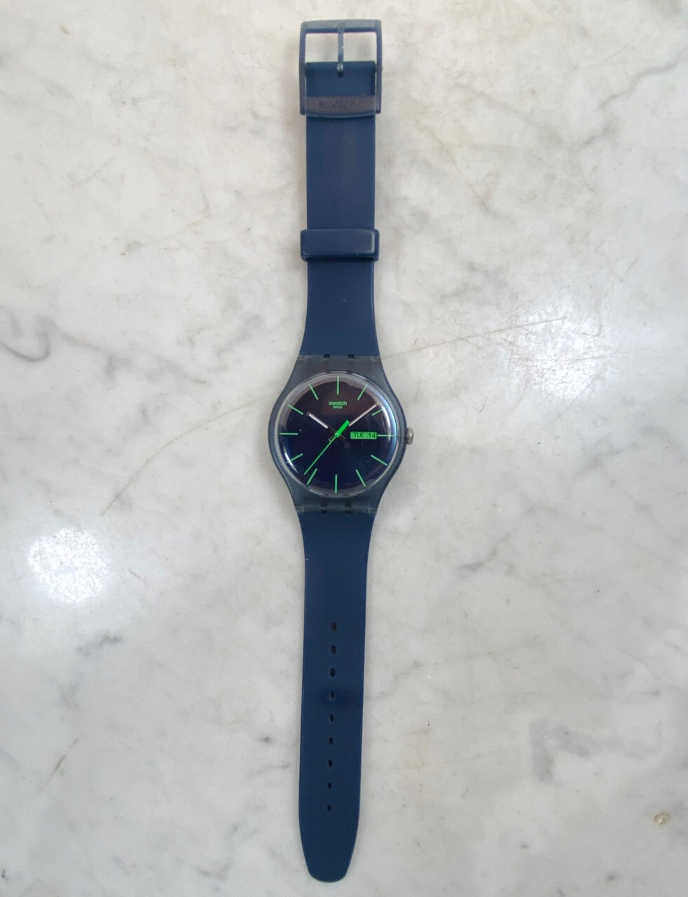 アナログ腕時計 SWATCH Swatch SO29N704 NEW GENT BLUE REBEL PU URETHANE WATCH SWATCH Blue Rebel Large Dial Watch. New Gent Day Date