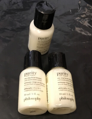 3X Philosophy Purity Made Simple OneStep Facial Cleanser Travel Sz 1oz/30mL Each