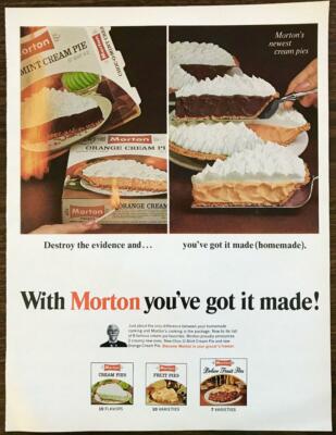 1967 Morton Cream Pies Print Ad Destroy the Evidence and You've Got it Made