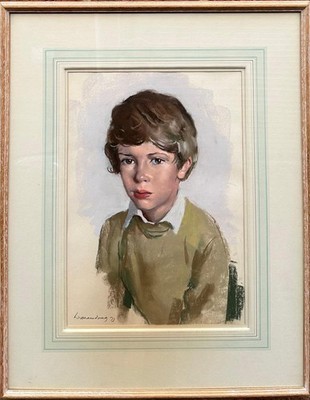 20TH Cen -ry  Painting: Portrait Of A Young Boy , Pastel On Paper