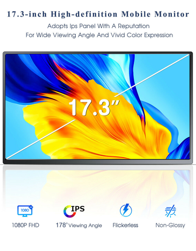 17.3" Portable Monitor FHD Extended  Second Screen Vertical For SAMSUNG DEX Used