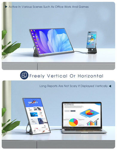 17.3" Portable Monitor FHD Extended  Second Screen Vertical For SAMSUNG DEX Used