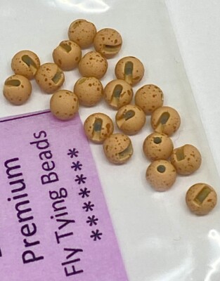 20) TAN BROWN Mottled SLOTTED TUNGSTEN fly tying beads 2.5mm-4.0mm (3/32''-5/32'')