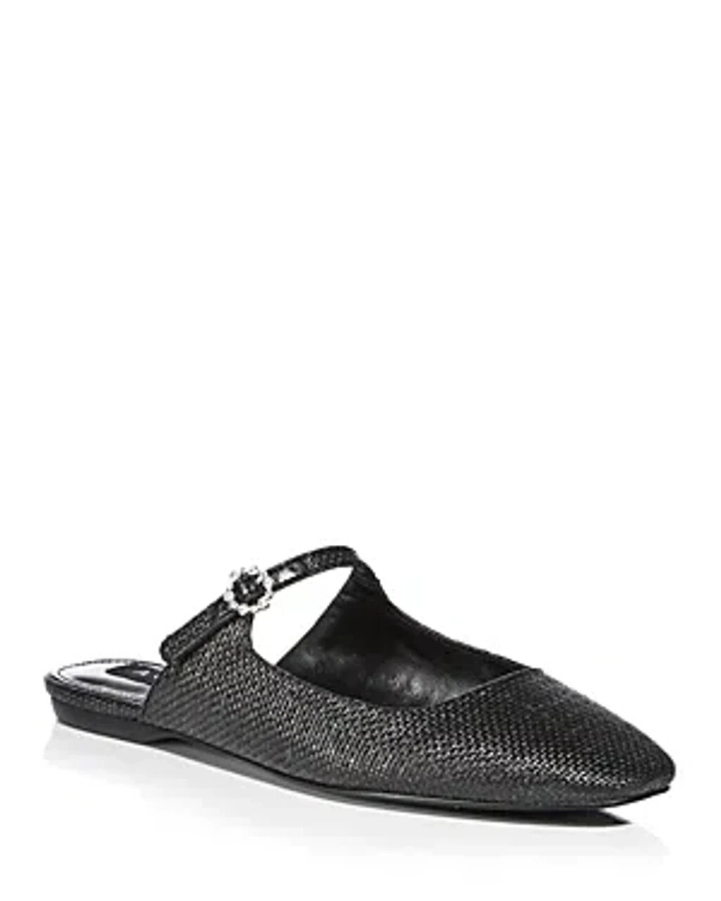 Aqua Gigii Pointed Square Toe Slip On Buckled Flats Women's 6M Black Solid - Picture 2 of 16