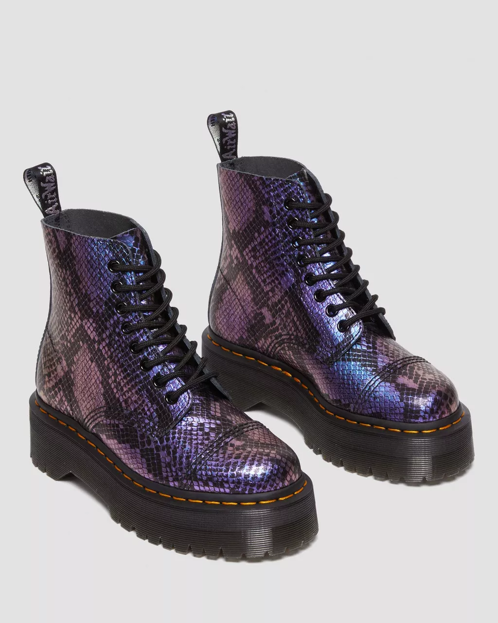 Dr Martens Sinclair Snake Print Emboss Platform Boots (Size