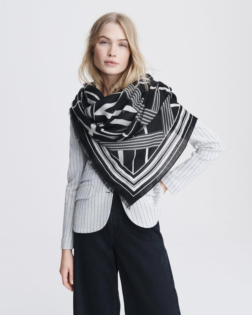 rag & bone Color-Block Scarf (Black/White) Scarves 260213 | eBay