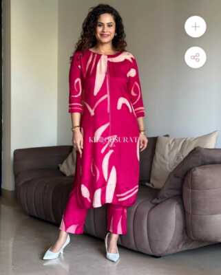 Indian Designer Tunic Cotton Kurta Pant Set Women Bollywood Party Kurti Cord Set