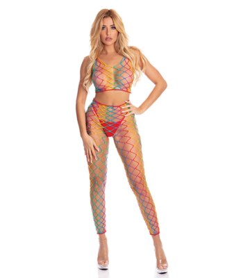 PINK LIPSTICK ROY G. BIV 2 PIECE RAINBOW BODYSTOCKING