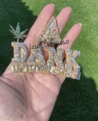 Pre-owned Nsg Genuine D/vvs Moissanite Studded 3.1 Ct Men's Customized Dank Pendant 925 Silver In White