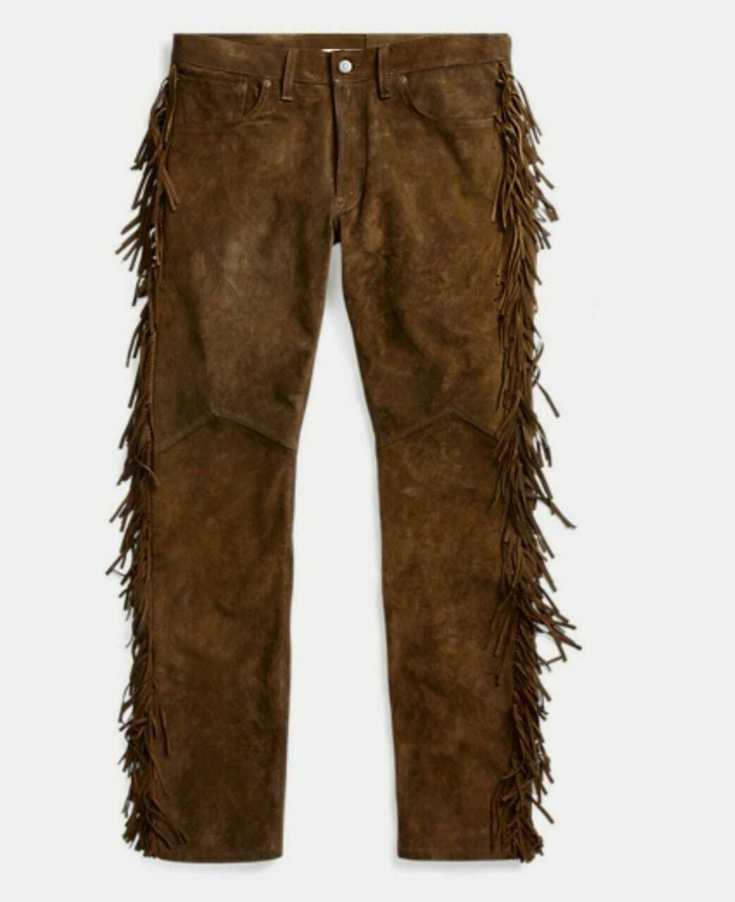 Men Suede Western Style Cowboy Leather Pant With Fringe | eBay