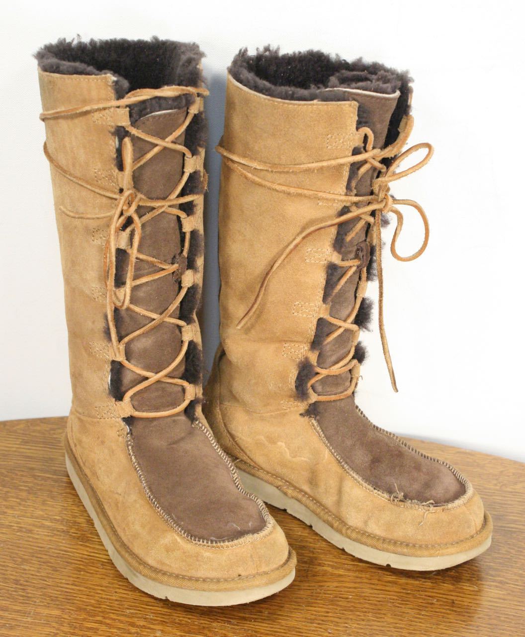 Tall UGG Whitley Moccasin Boots. Sheepskin Suede Leather Tall UGG Whitley Moccasin Boots. Sheepskin Suede Leather