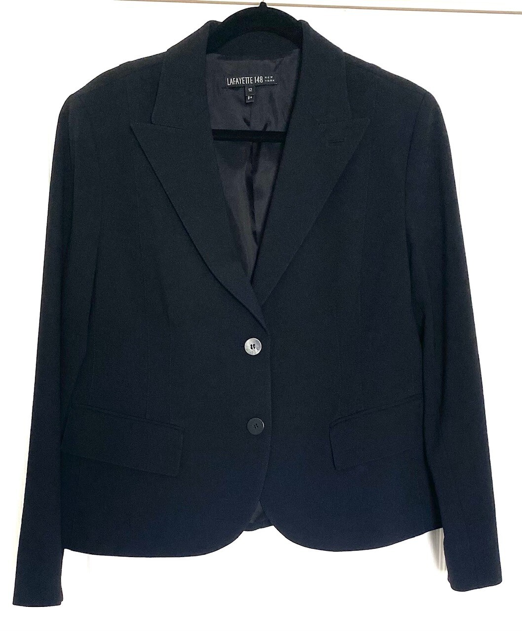 

LAFAYETTE 148 New York Черный полушерстяной креп-пиджак с 2 пуговицами Пиджак  = L