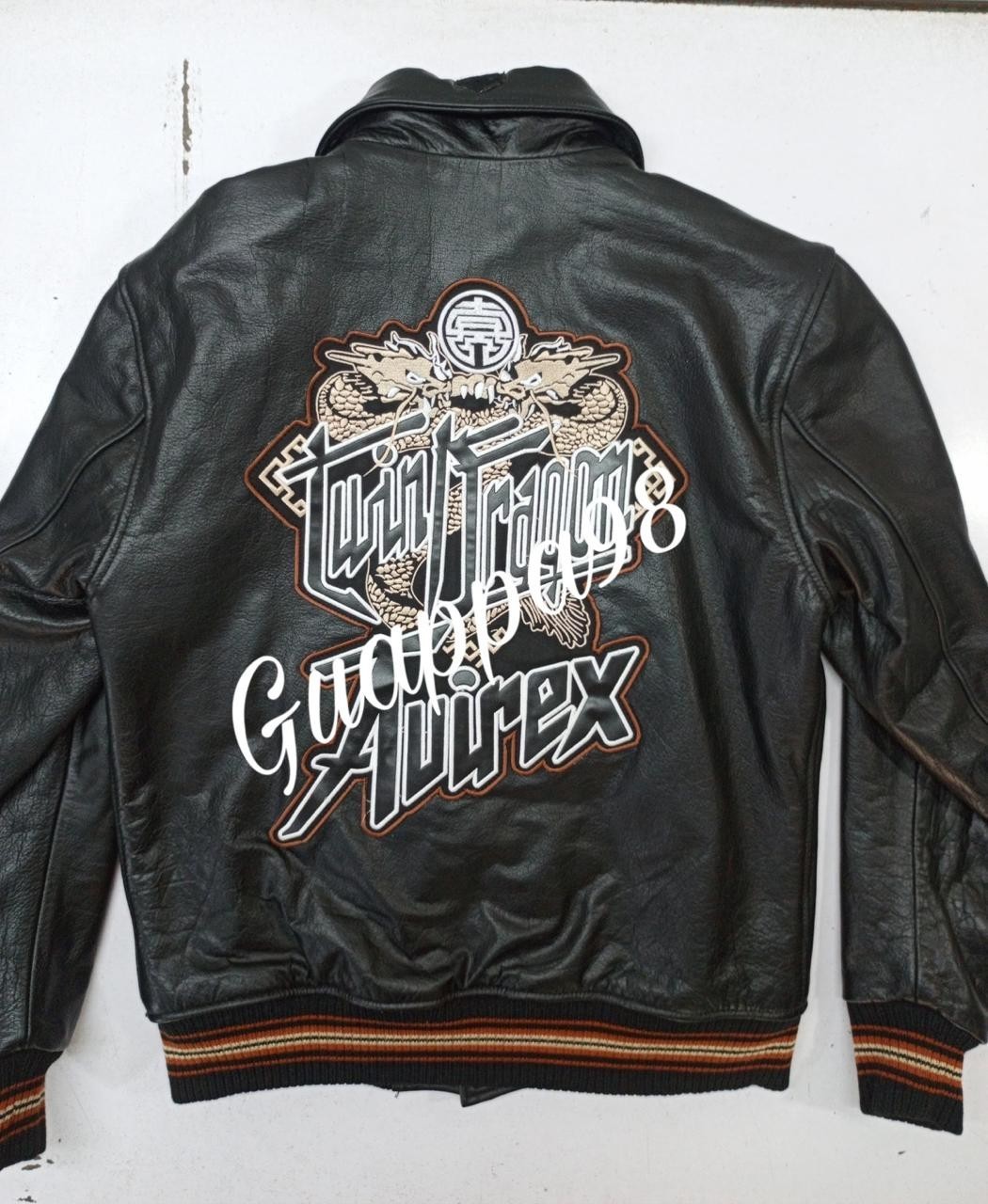 Mens Avirex Genuine Cowhide Leather Bomber Jacket American Flight