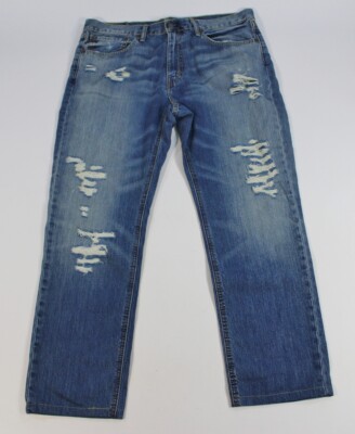Levi Strauss 541 Denim Jeans Distressed Medium to Dark Blue Wash Faded