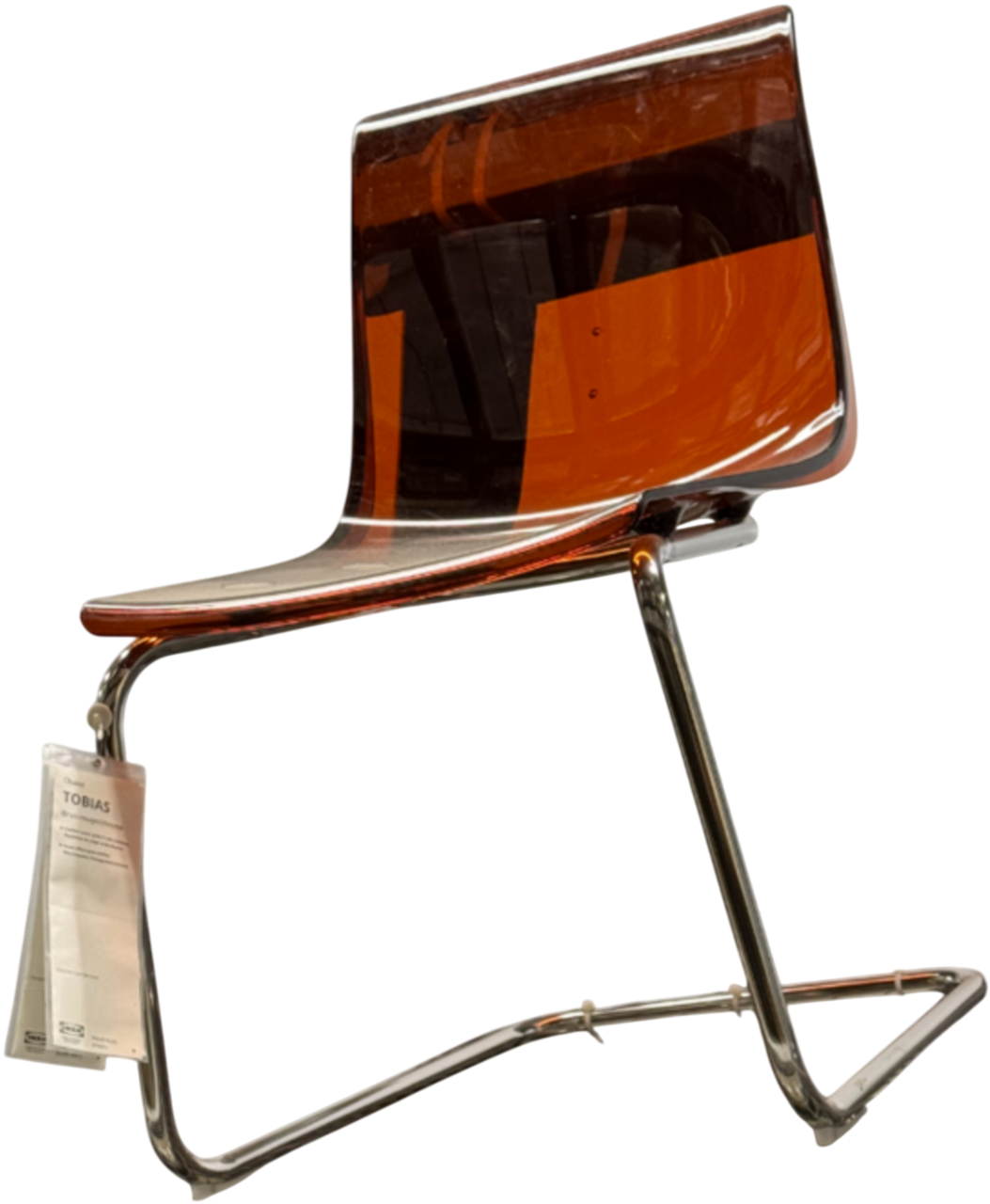 Brand New IKEA TOBIAS Brown Red Chrome Plated Dining Chair