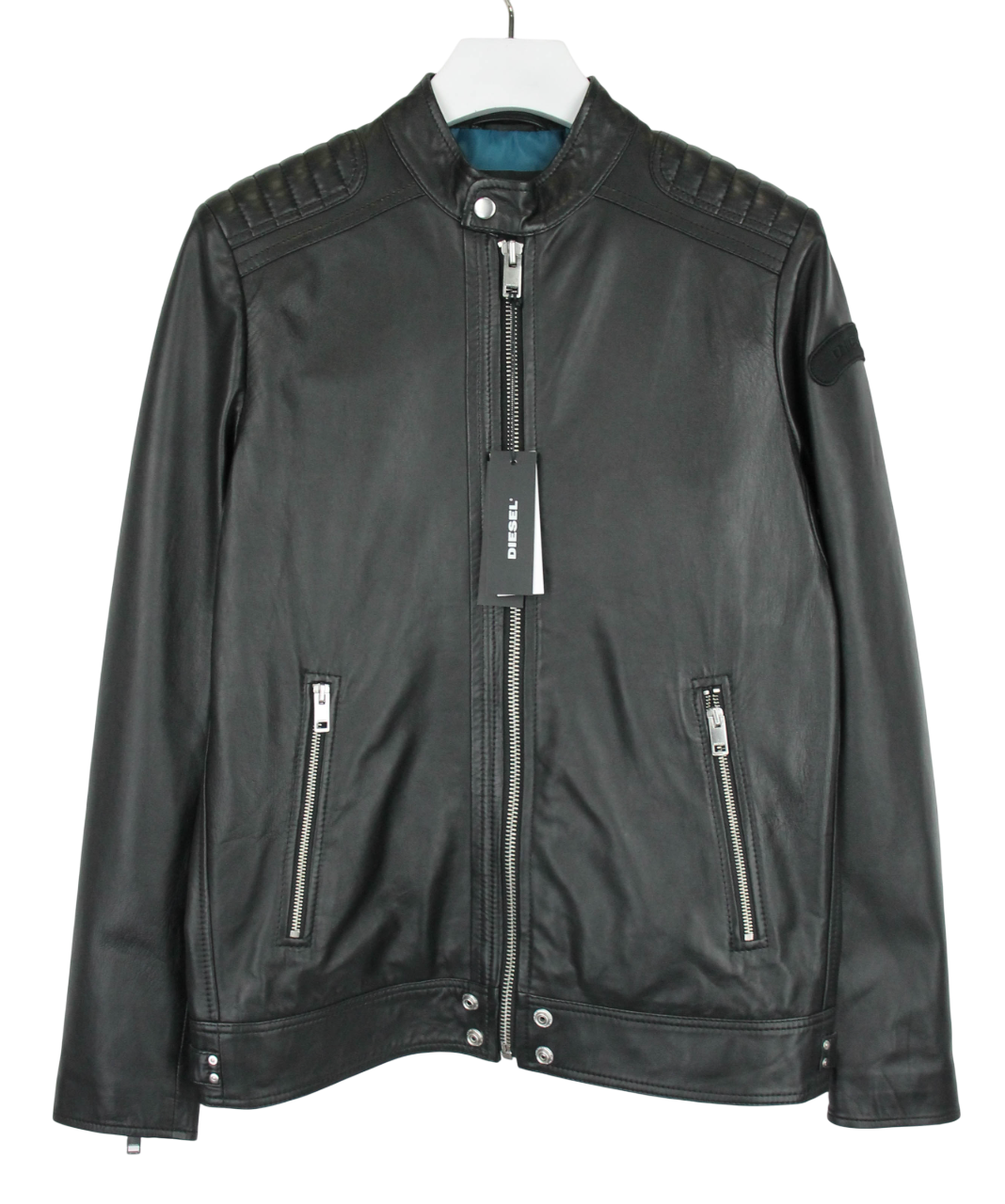 DIESEL L-Shiro-Wh Jacket Men's MEDIUM Leather Biker Full Zip