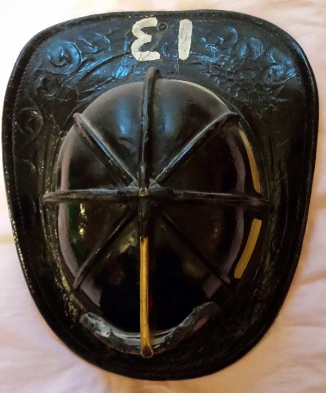 antique Auburn, Maine Fire Department ~ Squad 1 Helmet  ME  Cairns  leather