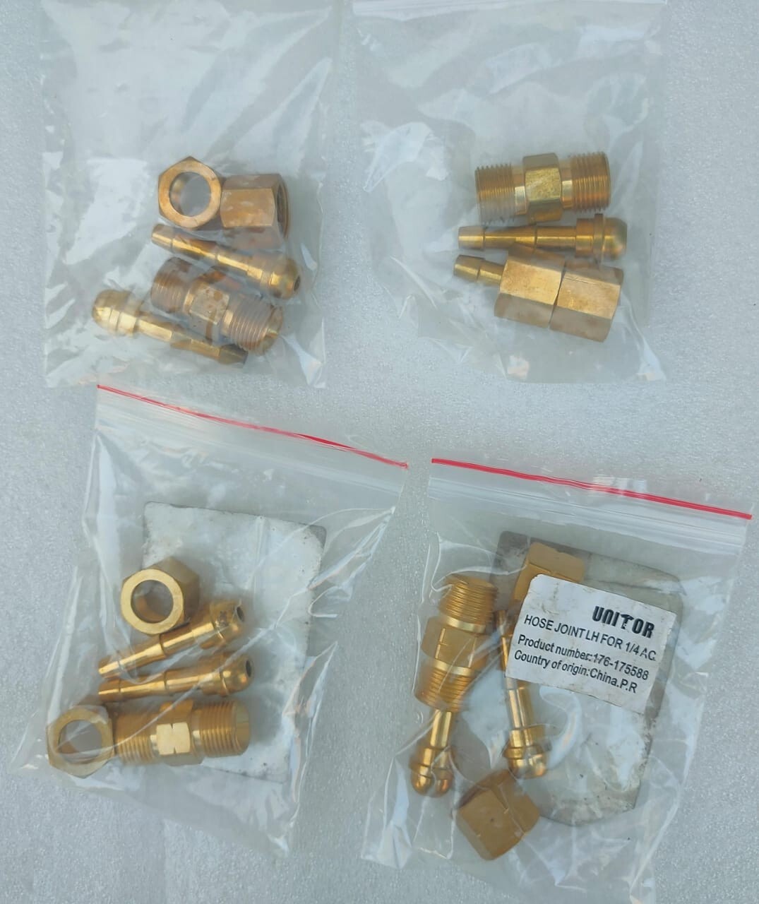 ゥため UNITOR HOSE JOINT RH FOR 1/4 OX/AR & LH FOR 1/4 AC LOT OF 4