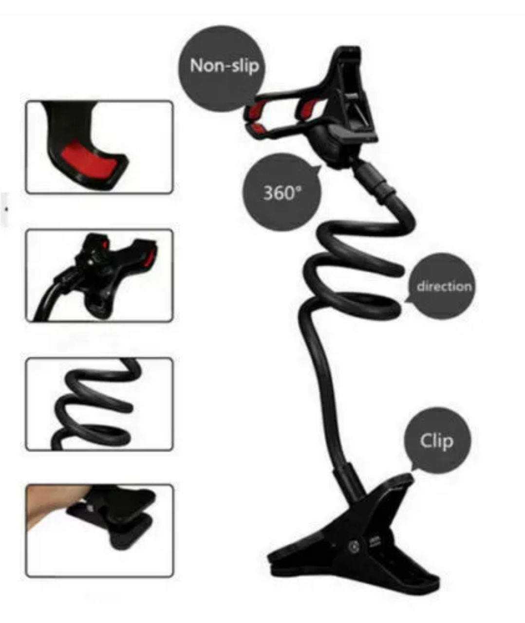 Flexible 360 Clip Mobile Cell Phone Holder Lazy Bed desk Bracket Mount Stand US 