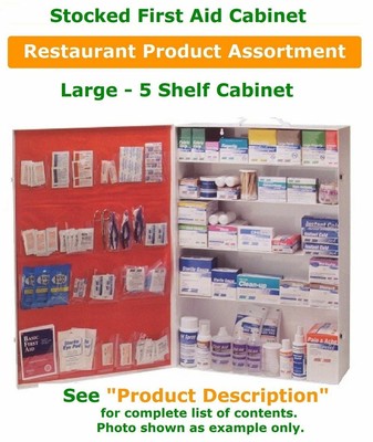 First Aid Kit (Cabinet)    Stocked   Restaurant Product Fill   5 Shelf with Pock