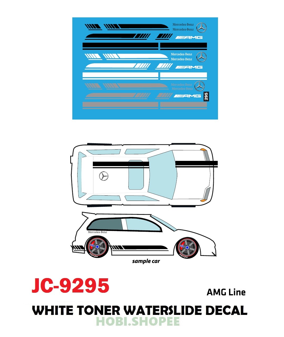 JC-9295 White Toner Waterslide Decal AMG LINE Custom 1:64