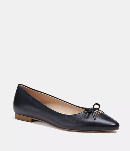 COACH Annabel Leather Flat ブラック C Coach Annabel Black Ballet Leather Pointed Toe Flat Shoes