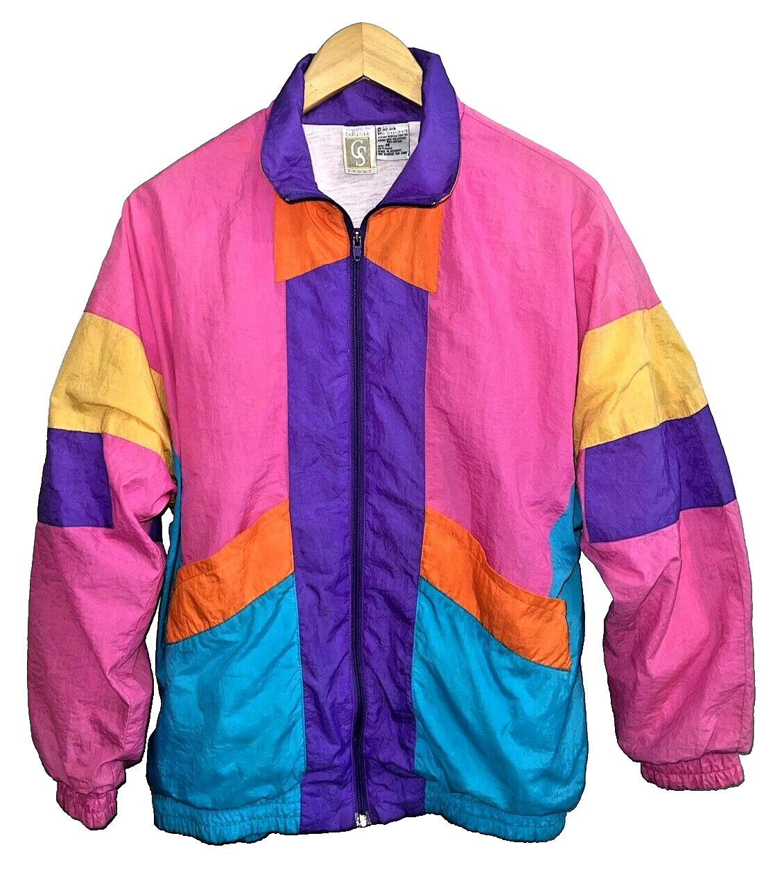 VTG 90s Day Glo Bright Color Windbreaker Athletic Jacket VTG 90s Day Glo Bright Color Windbreaker Athletic Jacket