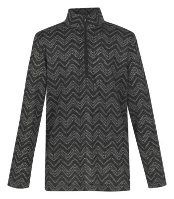 Kerrits Kids Easy Stride Ice Fil Long Sleeve Print - Black Hoofprint Chevron