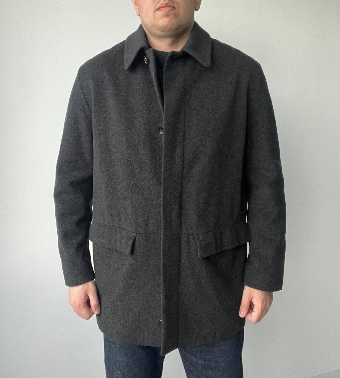 HUGO BOSS cashmere × wool zip up blouson Men's Hugo Boss Wool Cashmere Gray Coat Jacket Insulated Size 50