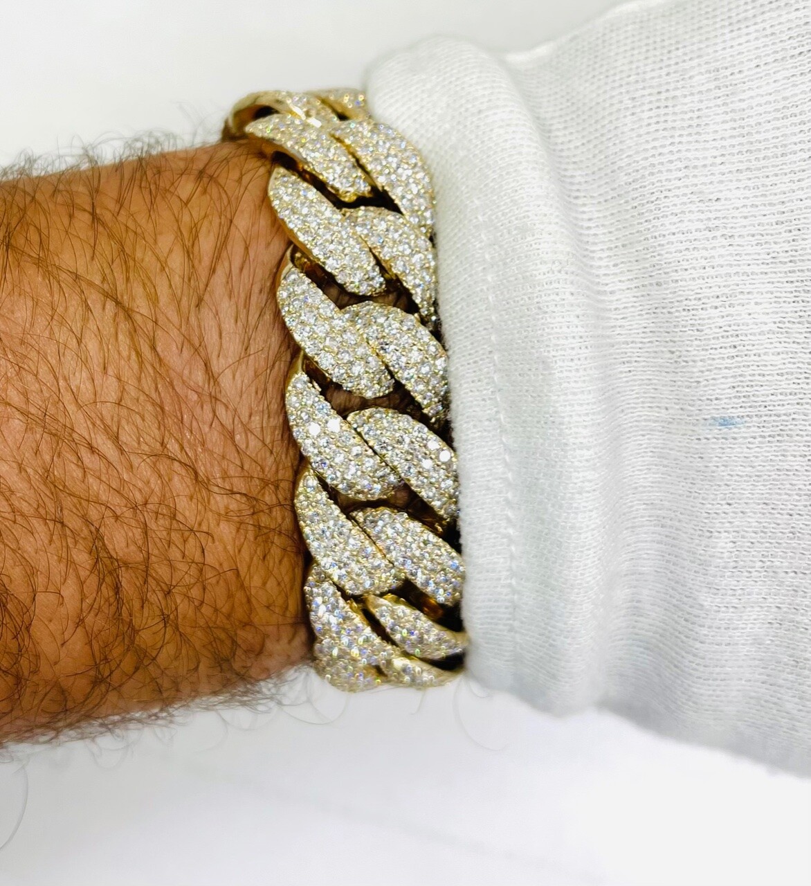 Preowned Cali Diamonds Men's Ice Out 19mm Miami Cuban Link Bracelet