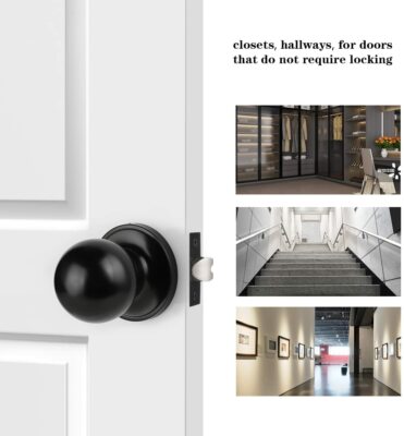 Probrico Black Door Knob Levers Privacy Passage Handle Square Round Entry Locks