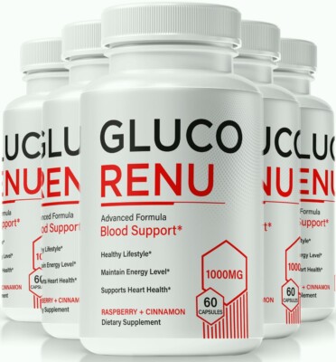(5 Pack) Gluco Renu Blood Sugar Balance Support, Advanced Blood Health Capsules