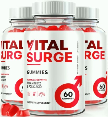 (3 Pack) Vital Surge Testo Gummies for Men, Vital Sure Male Gummy