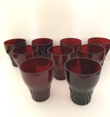 (9) HOCKING ''WINDSOR'' RUBY RED 4'' FLAT TUMBLERS ''MINT'' 