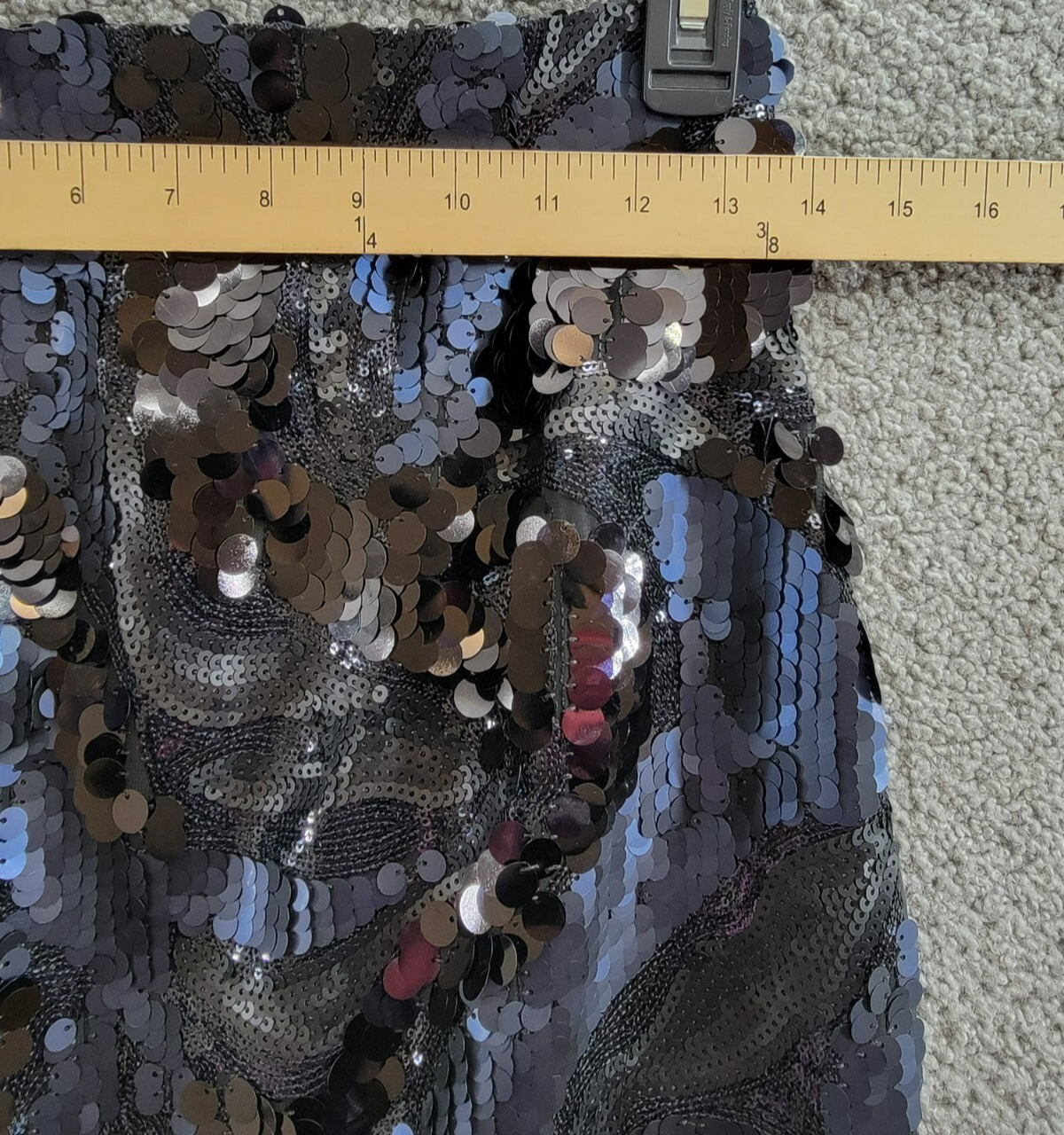 Ramy Brook Stanley Donnelly Sequin Midi Skirt Women's 4 Black Back Zip Closure - Picture 5 of 15