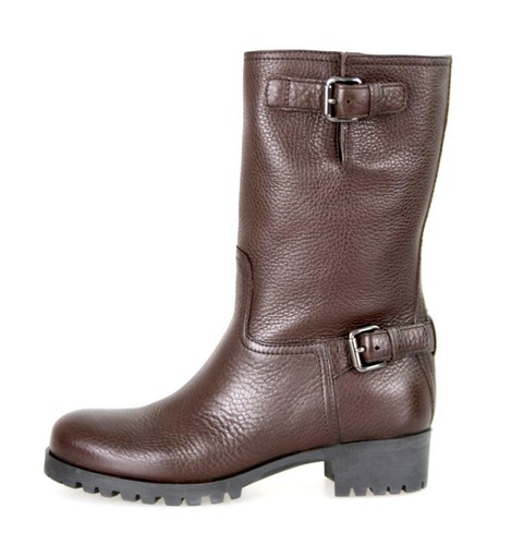 Pre-owned Prada Auth Luxury  Half-boot Shoes 3u5785 Brown Leather
