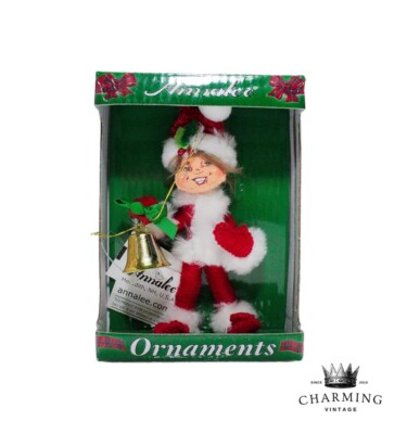 Vtg 2012 ANNALEE Mobilitee COZY CHRISTMAS ELF Ornament Doll 3'' NWT