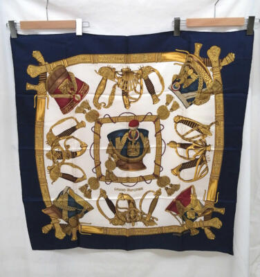 HERMES Scarf Carre 90 GRAND UNIFORME Silk100% Antique Japan