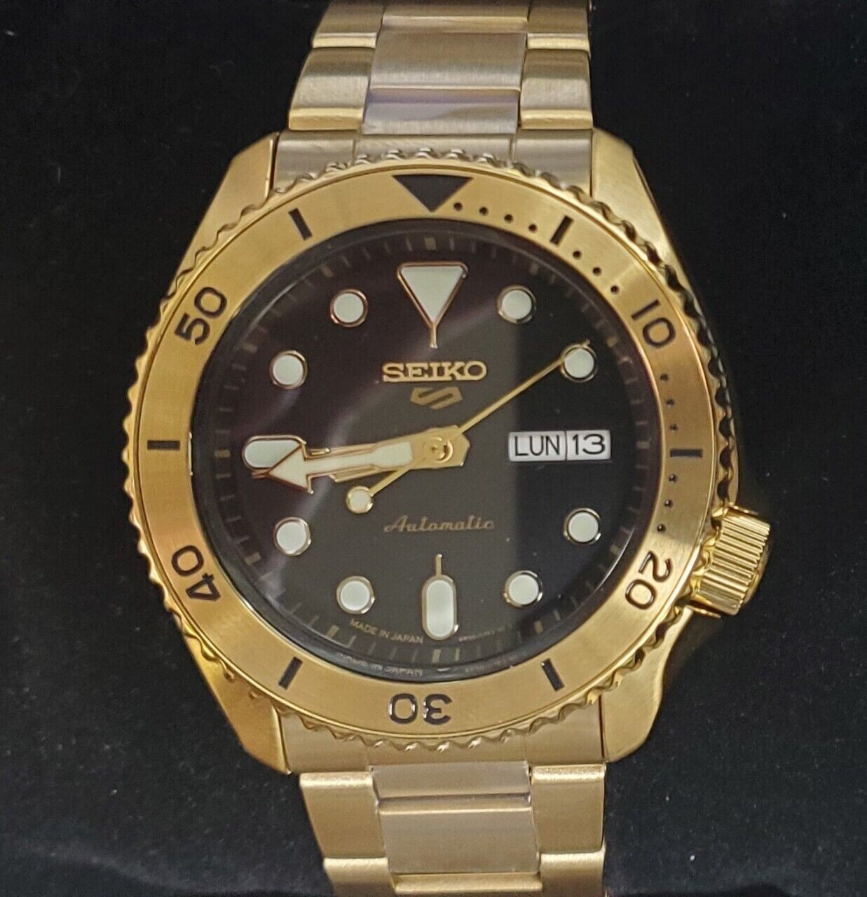 Pre-owned Seiko 5 Five Srpk18 Manuel Automatic Watch Gold Tone "made Japan" (fedex 2 Day)