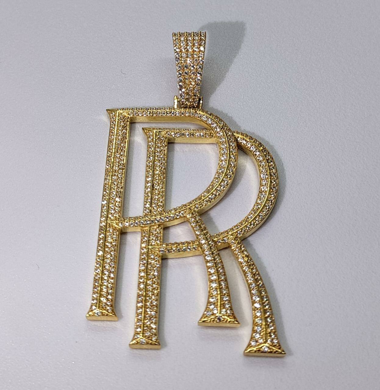 Men's Name Big RR Pendant 2.50 CT Lab-Created Diamond 14K Men's Name Big RR Pendant 2.50 CT Lab-Created Diamond 14K