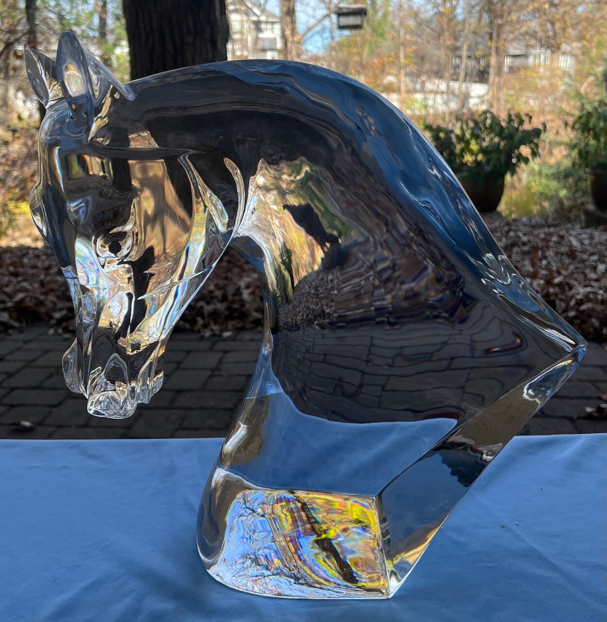 Rare Huge Lalique Crystal Horse Head Statue #11624 by Marc