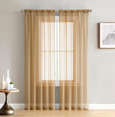 Jenna Collection Sheer Voile Solid Window Curtain Panel  - Set of 2 - ALL COLORS