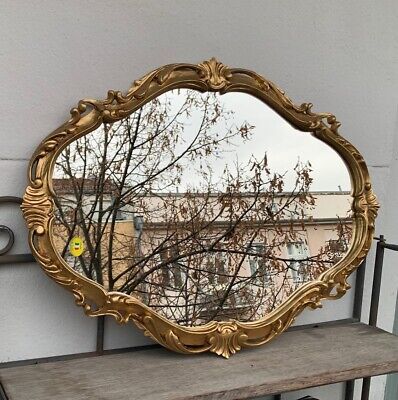 Barock Wandspiegel Gold Oval Spiegel Antik Rokoko Badspiegel Shabby Prunk 