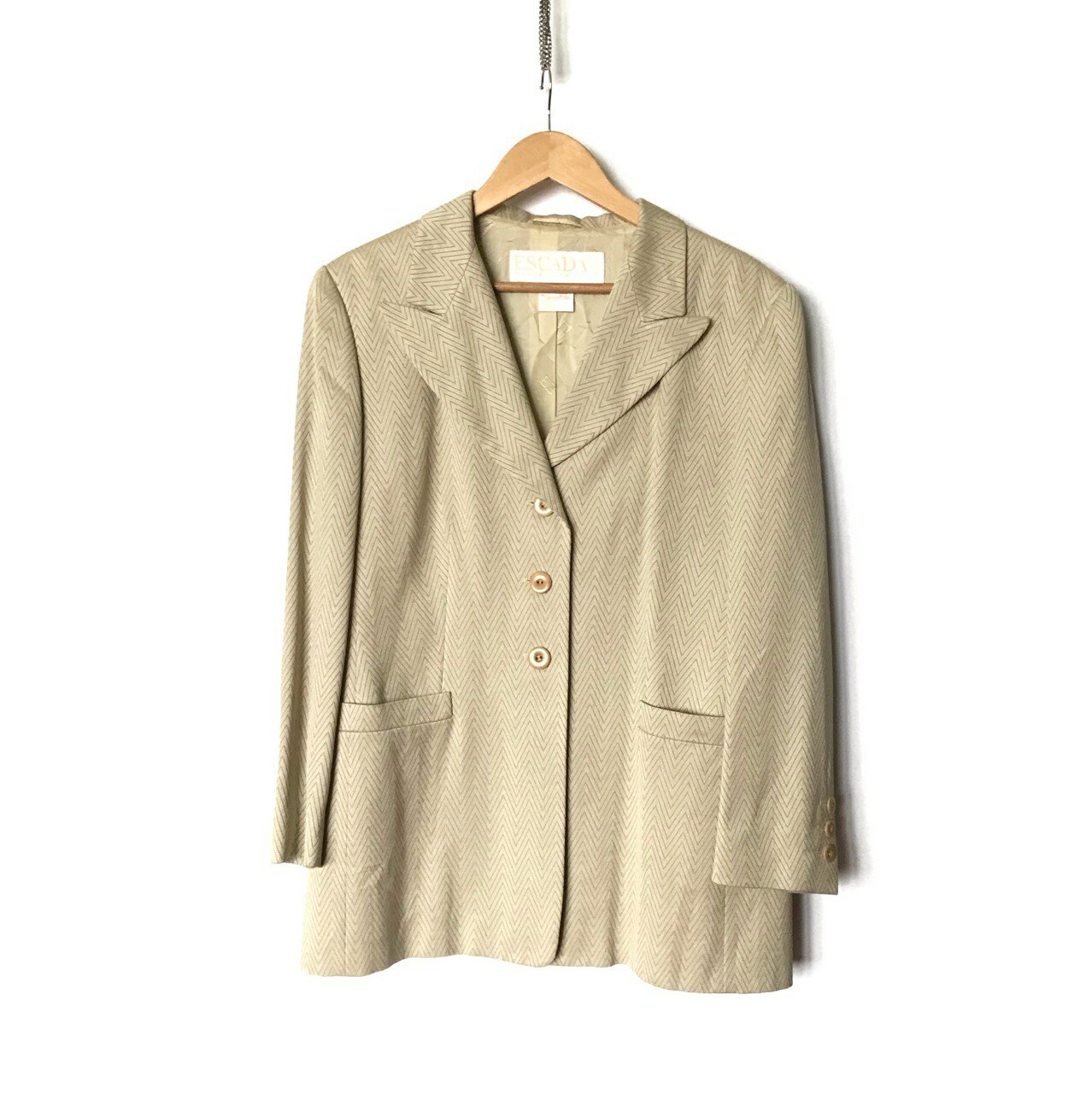 Vintage Escada By Margaretha Ley Wool Silk Zig Zag Blazer Vintage Escada By Margaretha Ley Wool Silk Zig Zag Blazer