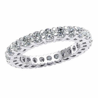 Pre-owned Jewelwesell 2ct Round Diamond Shared Prong Gallery Eternity Wedding Band Ring 14k Gold