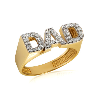 Pre-owned Fdj Gold Cz Dad Father's Ring (available In Yellow/rose/white Gold) In Yellow Gold