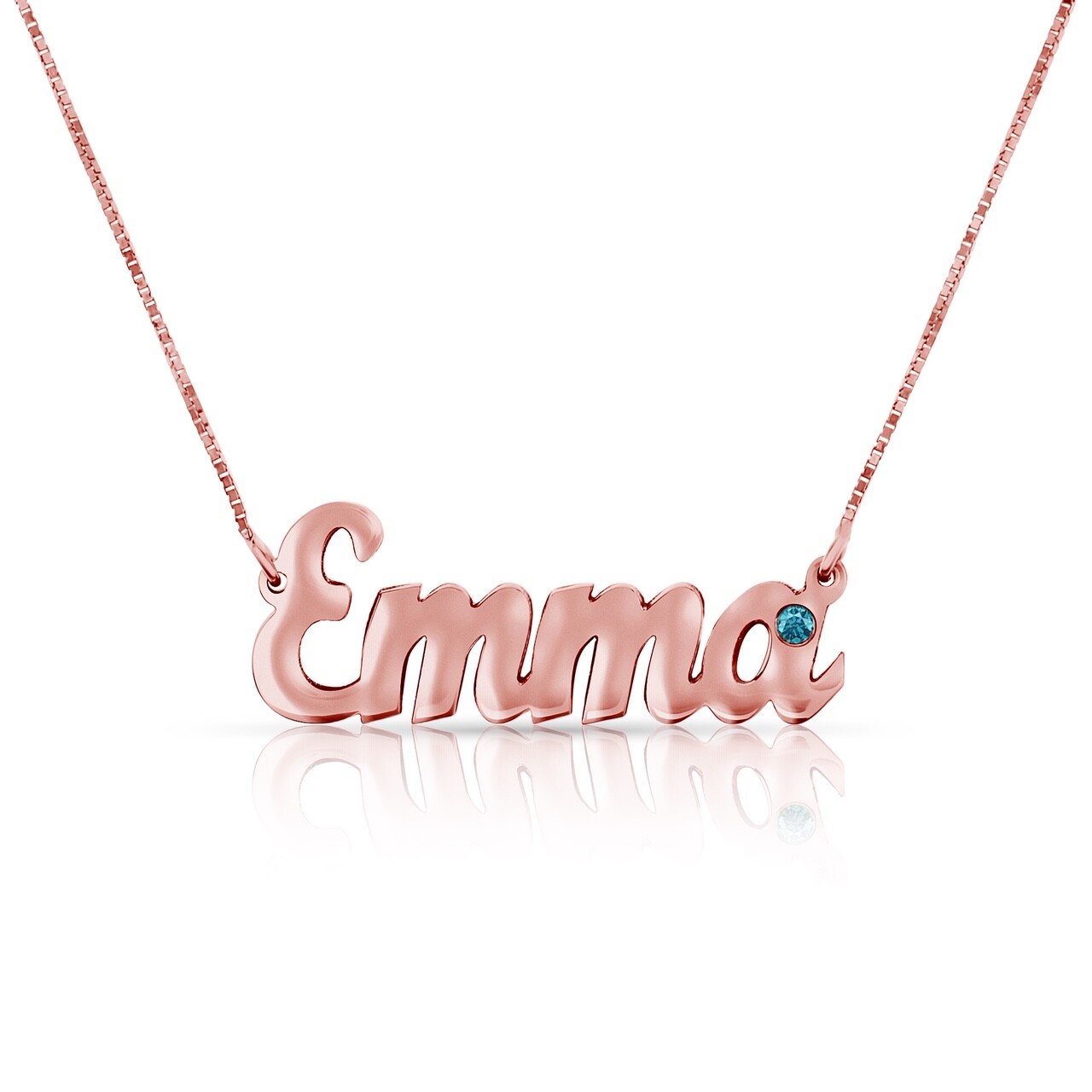 Pre-owned Kgm Diamonds Name Pendant Blue Diamond 0.03ct Carrie Necklace Rose Gold Personalize Christmas In Fancy Color