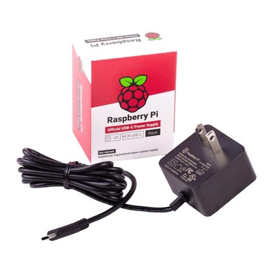 Raspberry Pi 4 Model B Official PSU USBC 5.1V 3A US Plug Black