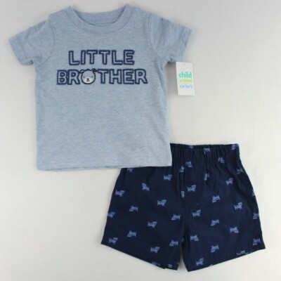 Child of Mine Carter's 2 Piece Baby Boy Outfit Little Brother 12 Months Blue Dog